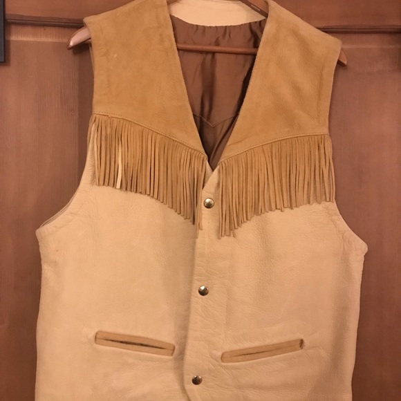 Big Sky Designs Other - Vintage Custom Made Leather and Suede Vest with Fringe